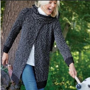 Soft Surroundings Go Lively Bestow Travel Wrap Jacket Black Knit 1X